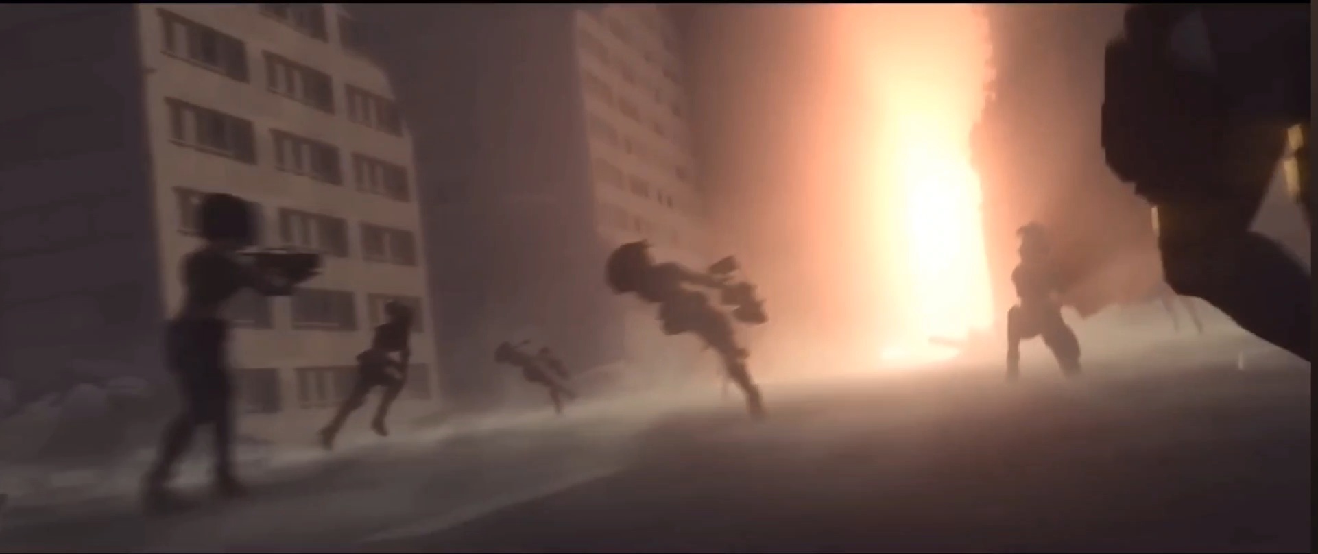 Nikkes engaging in battle in a war-torn city. (from: https://www.flickr.com/)
